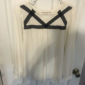 LOFT cream and black blouse